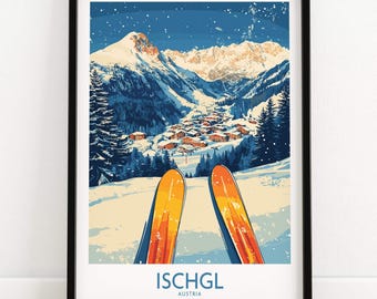 Ischgl Ski Wall Art Poster Ischgl Ski Resort Travel Print Wall Art Ischgl Decoración del hogar Ischgl Regalo Amantes del arte Austria Amante del arte Regalo Impresión Arte