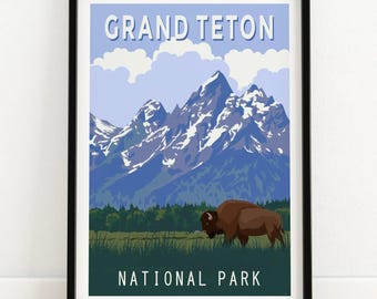 Grand Teton Wall Art | National Park Poster | Grand Teton Print | Teton Mountains Wall Art Poster | Wall Decor | Teton Park Gift Art