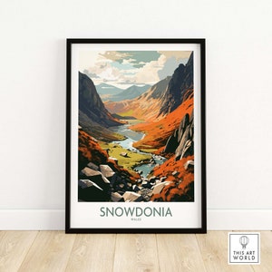 Wales Snowdonia Poster Wand Kunst Reise-Druck | Poster Geschenk Wohndekoration | Digitale Illustration Kunstwerk | Geburtstagsgeschenk