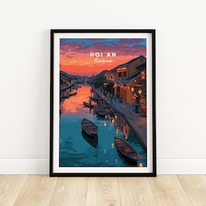 Hoi An Vietnam Poster Ancient Town Wall Art Print Vintage Travel Decor, Vietnamese Cityscape Historic Landmark Gift Home & Office Decoration