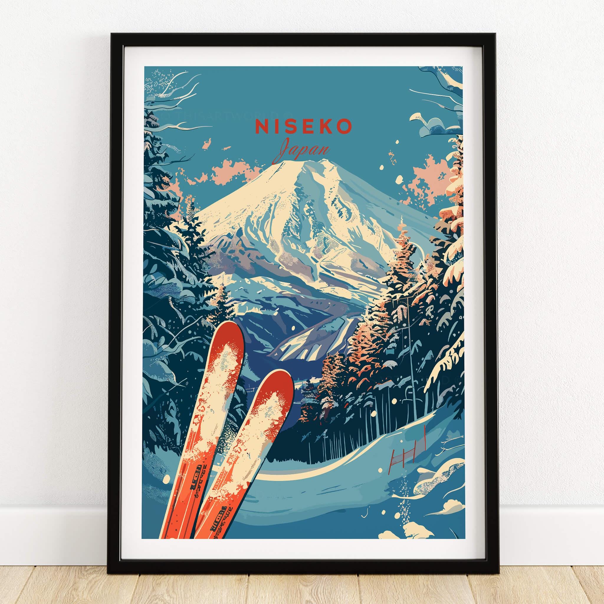 Niseko Ski Print Japan Mountain Art Ski Lodge Wall Decor Winter