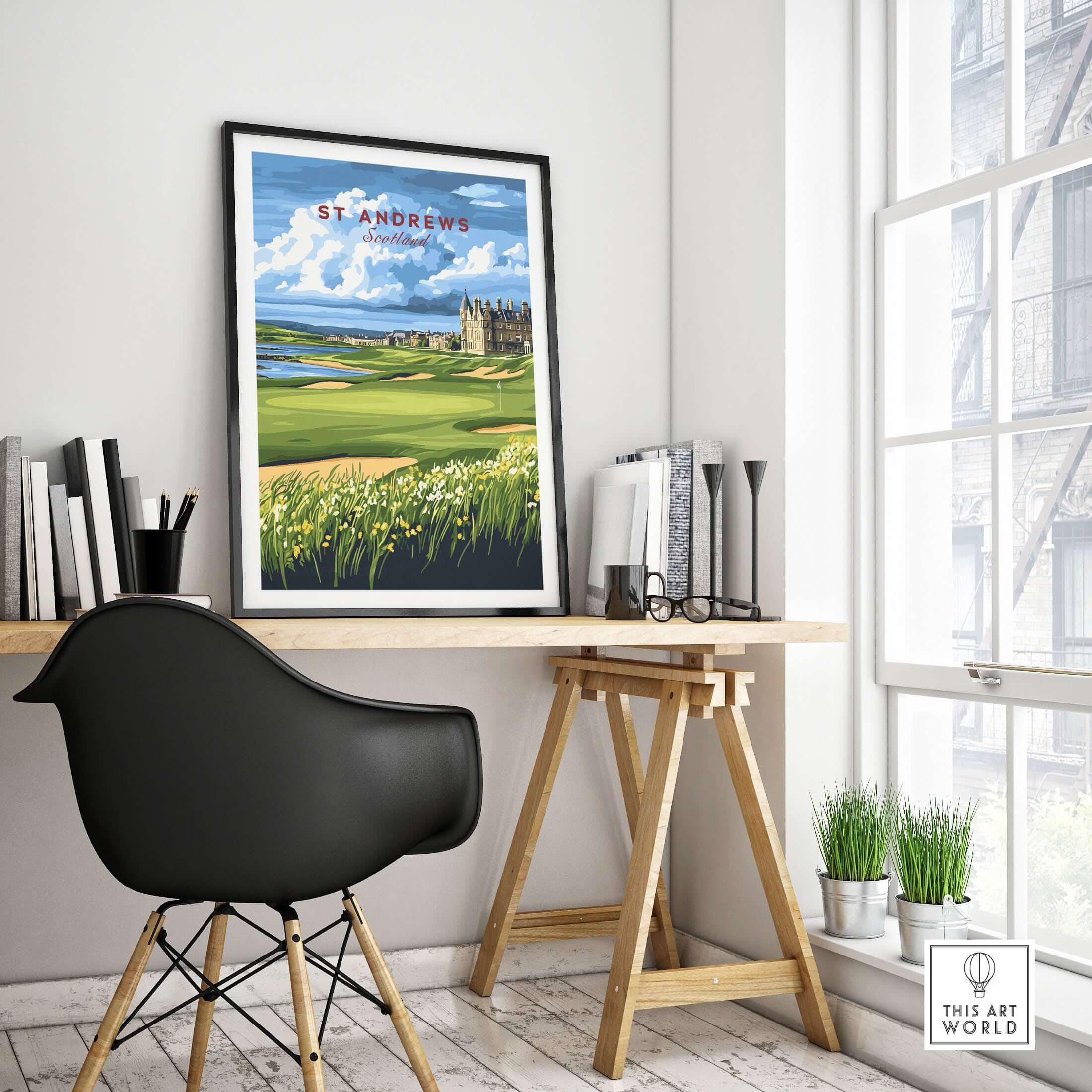 St Andrews Scotland Golf Poster - Old Course Golfing Landscape Print ...