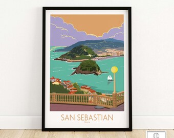 San Sebastian Poster | Spain Travel Print | Donostia Basque Wall Art | Spanish Home Decor | San Sebastian Gift