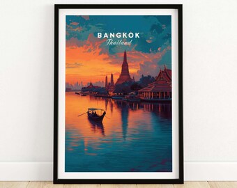 Bangkok Thailand Wat Arun Sunset Reflection Print - Temple of Dawn Wall Art