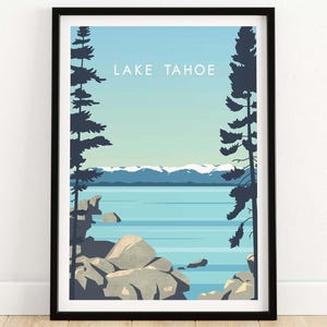 Lake Tahoe Print Poster | Tahoe Wall Art | Home Decor | Minimalist Travel Poster | Lake House Decor | Wall Decor Gift Idea