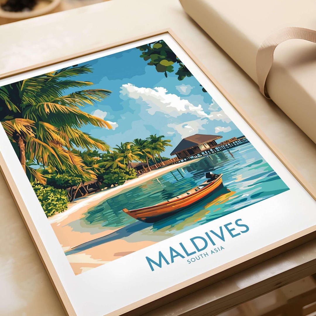 Maldives Wall Art Print Beach Poster Maldives Poster Artwork Travel ...