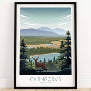 Cairngorms National Park Poster | Art Print | Scottish Highlands Travel Poster | Nature Print Framed & Unframed Wall Art | Home Decor Gift