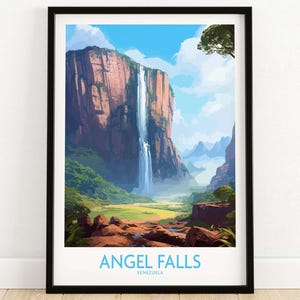 Angel Falls Venezuela Wall Art Print Angel Falls Poster Art Lover Gift Venezuela Wall Hanging Digital Illustration Artwork