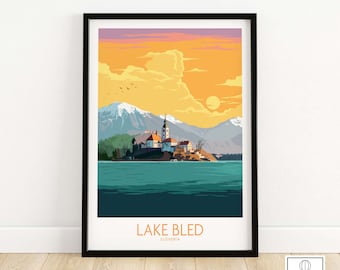 Lake Bled Poster Slovenia | Wall Art Print | Travel Poster | Framed & Unframed Gift