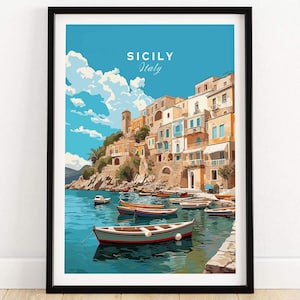 Sicily Wall Art Print | Birthday present | Wedding anniversary gift