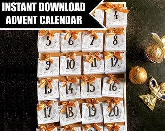 Printable minimalist Advent Calendar with activity cards for a Christmas Countdown. Fun way to get into holiday spirit! // instant download