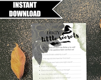 Printable bachelorette game - witchy Dirty little secrets. Perfect for an in-person or online bachelorette party / instant download, digital