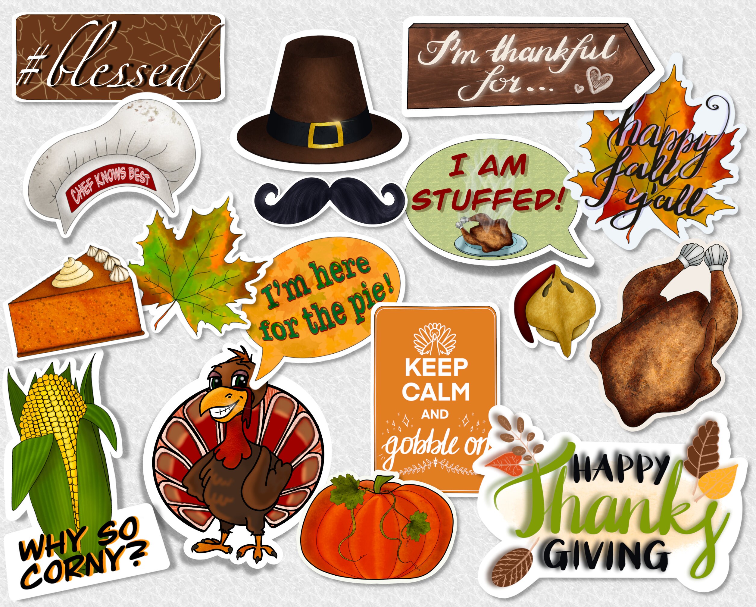 Printable Photo Props (x17) for Thanksgiving or Friendsgiving Party ...