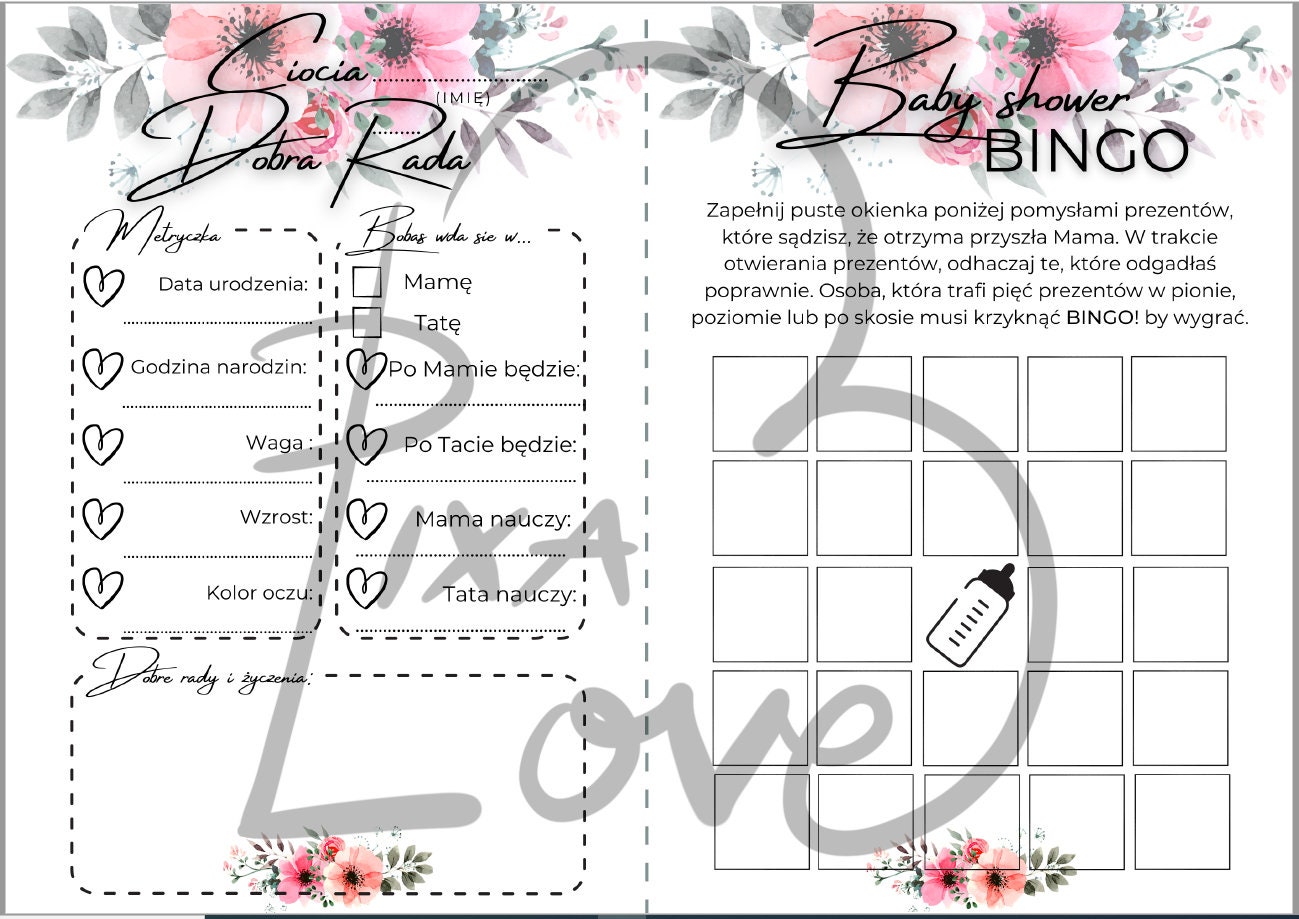 Quiz Na Baby Shower Po Polsku Printable baby shower games in POLISH x10 / Zestaw gier na - Etsy España