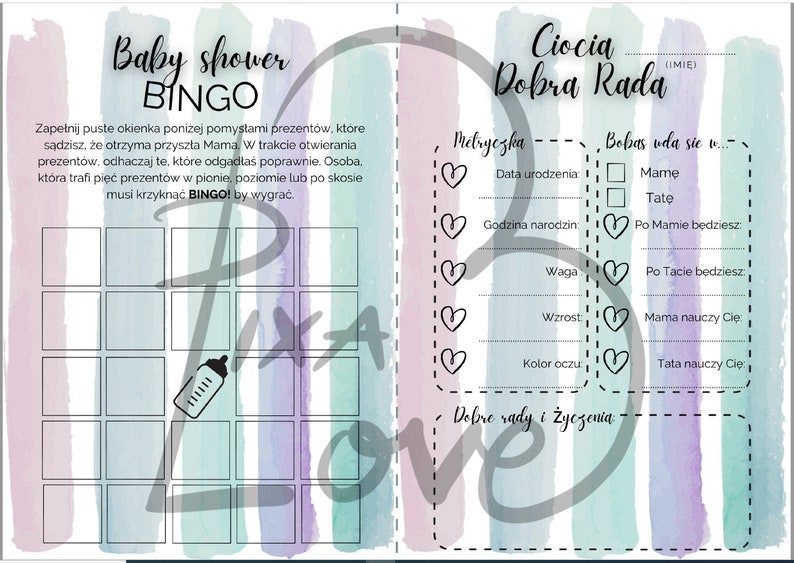 Quiz Na Baby Shower Po Polsku Printable baby shower games in POLISH - x10 Zestaw gier na p\u0119pkowe