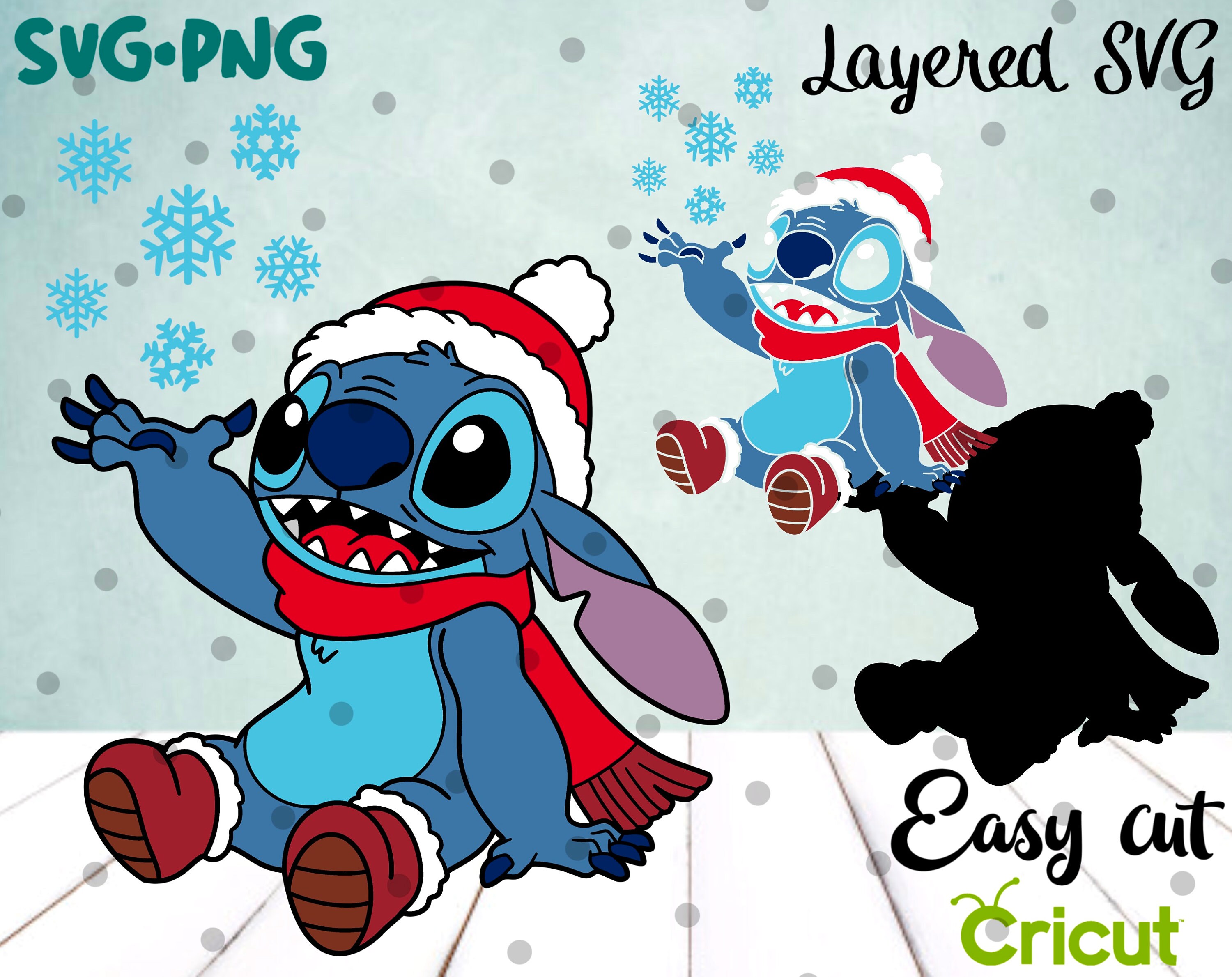 Layered SVG Christmas Stitch With Snowflakes Cricut  Etsy