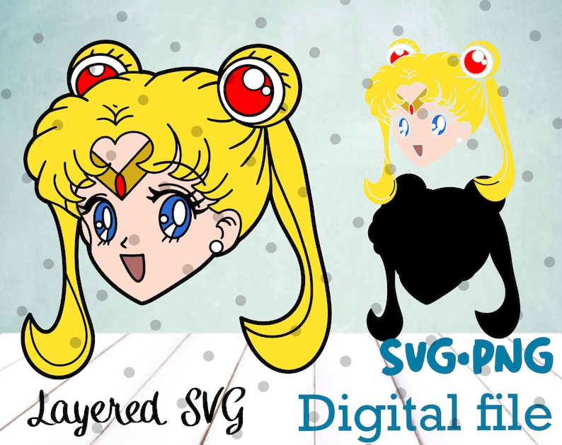 Download Anime Girl SVG and PNG Cricut Silhouette Cut File Clipart | Etsy