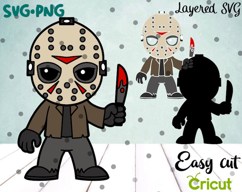 Chibi Jason SVG Layered Cut File Easy Cut Cricut Halloween | Etsy