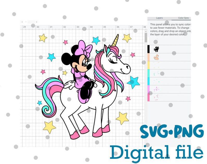 Download Layered SVG Minnie Mouse on a Unicorn Cricut Silhouette ...