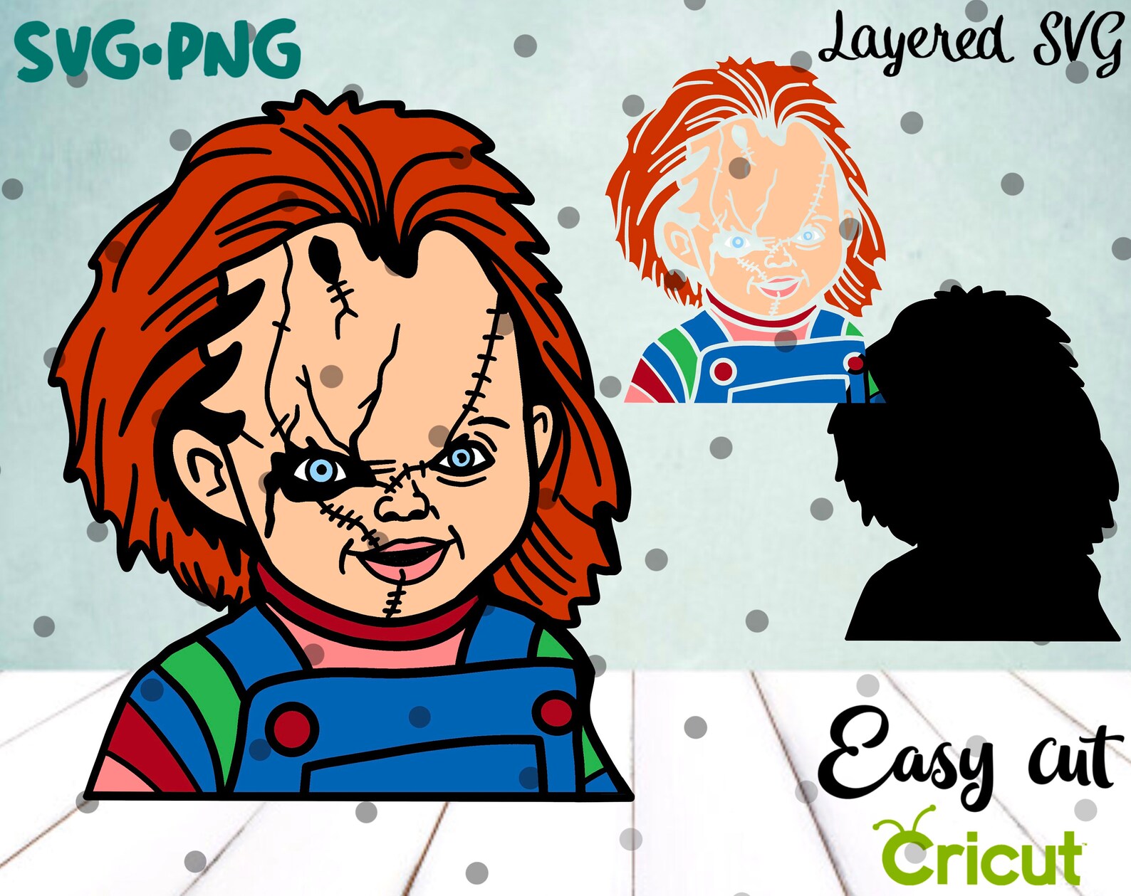 Chucky SVG Layered Cut File Easy Cut Cricut Halloween svg | Etsy