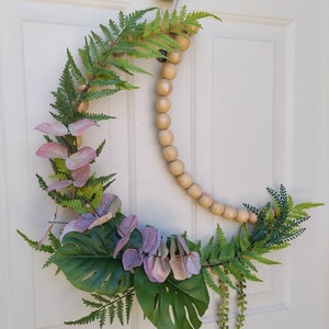 XL beaded Crescent Moon/ handpainted/ neutral aesthetic/ OOAK