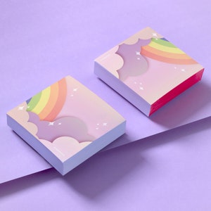 Rainbow Sticky Notes- Arte Kawaii, Estética, Papelería, geek Activo