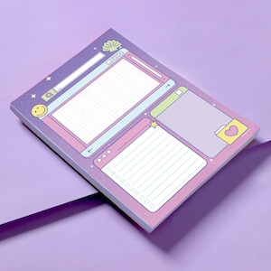 Cute desktop Notepad - Planner Pad, Kawaii Art, Aesthetic, Stationery