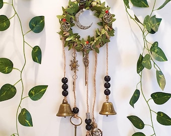 Sino de Bruxa para Proteção da Casa, Estilo Wicca, Boho, Guirlanda de Porta, Sinos Pagãos de Proteção, Decoração, Ideia para Presente