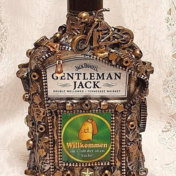 Steampunk, Gentleman Jack Flasche, Geschenkidee, Dekoration, leer und zum wieder befüllen