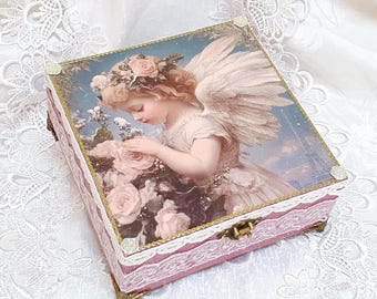 Jewelry box, decoupage, gift idea, storage, wooden box