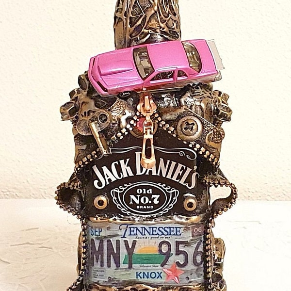 Steampunk, Jack Daniels Flasche, Dekoration, Geschenkidee, leer und zum wieder befüllen