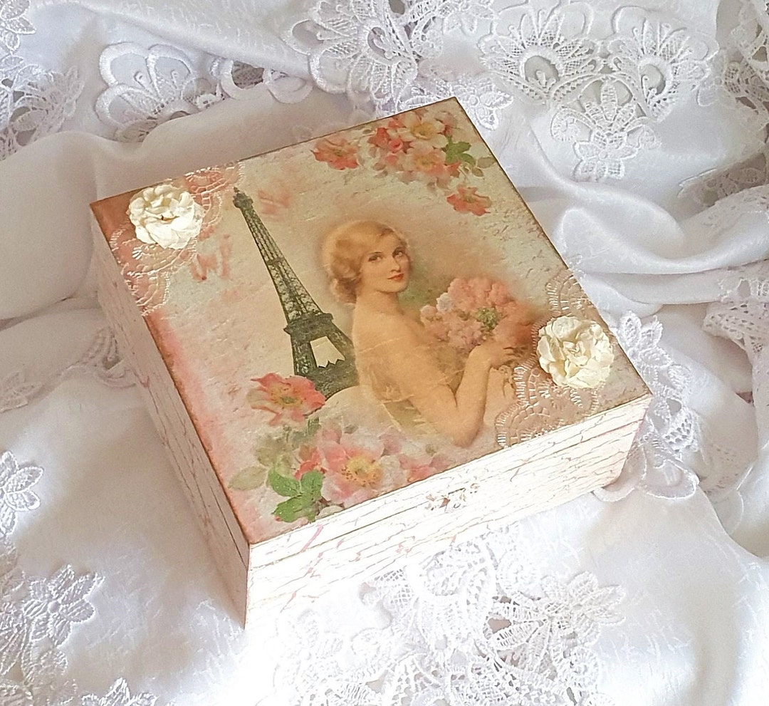 Vintage Wooden Box Decoupage Gift Box Chocolate Box Etsy