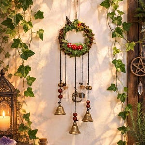 Hexen-Glocken-Hausschutz- Windspiel, Wicca, Boho, Türkranz, heidnische Schutzglocken, Dekoration, Geschenkidee
