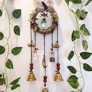 Witch&#39;s Bell House Protection Wind Chime, Wicca, Boho, Door Wreath, Pagan Protection Bells, Decoration, Gift Idea