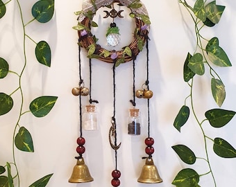 Sino de Bruxa para Proteção da Casa, Estilo Wicca, Boho, Guirlanda de Porta, Sinos Pagãos de Proteção, Decoração, Ideia para Presente
