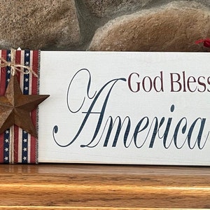 God Bless America Wood Sign: Rustic Patriotic 4th of July Decor