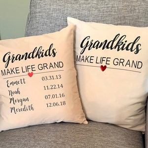 Custom Grandparents Pillow: Personalized Grandkids Names Keepsake (Pillow Case Only)