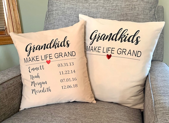 Personalized Grandkids Names Pillow Cover With Custom Names the