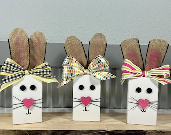 Chunky Wood Block Bunny: Handmade Easter Decor