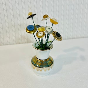 Button Bouquet, Button Bouquet in Vase, Button Flowers, Mini Vase With ...