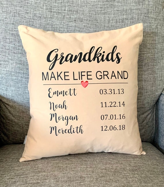 Personalized Grandkids Names Pillow Cover With Custom Names the