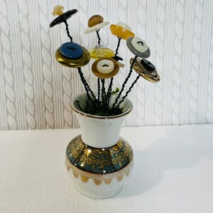 Button Bouquet, Button Bouquet in Vase, Button Flowers, Mini Vase With ...