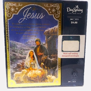 Boxed Religious Christmas Cards ~ Dayspring Live Your Faith ~ Manger Scene by Dona Gelsinger ~ 24 Cards & Self-sealing Designed Envelopes