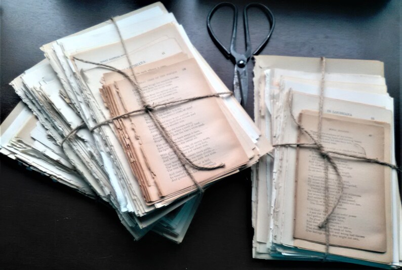 Vintage Book Pages Pack Journals Text only pages Scrapbooks Crafts 75 pages