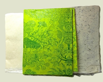 Three Sheets of Handmade Paper ~ Journaling, Scrapbooking, Crafts ~ Elegant Designs and Textures