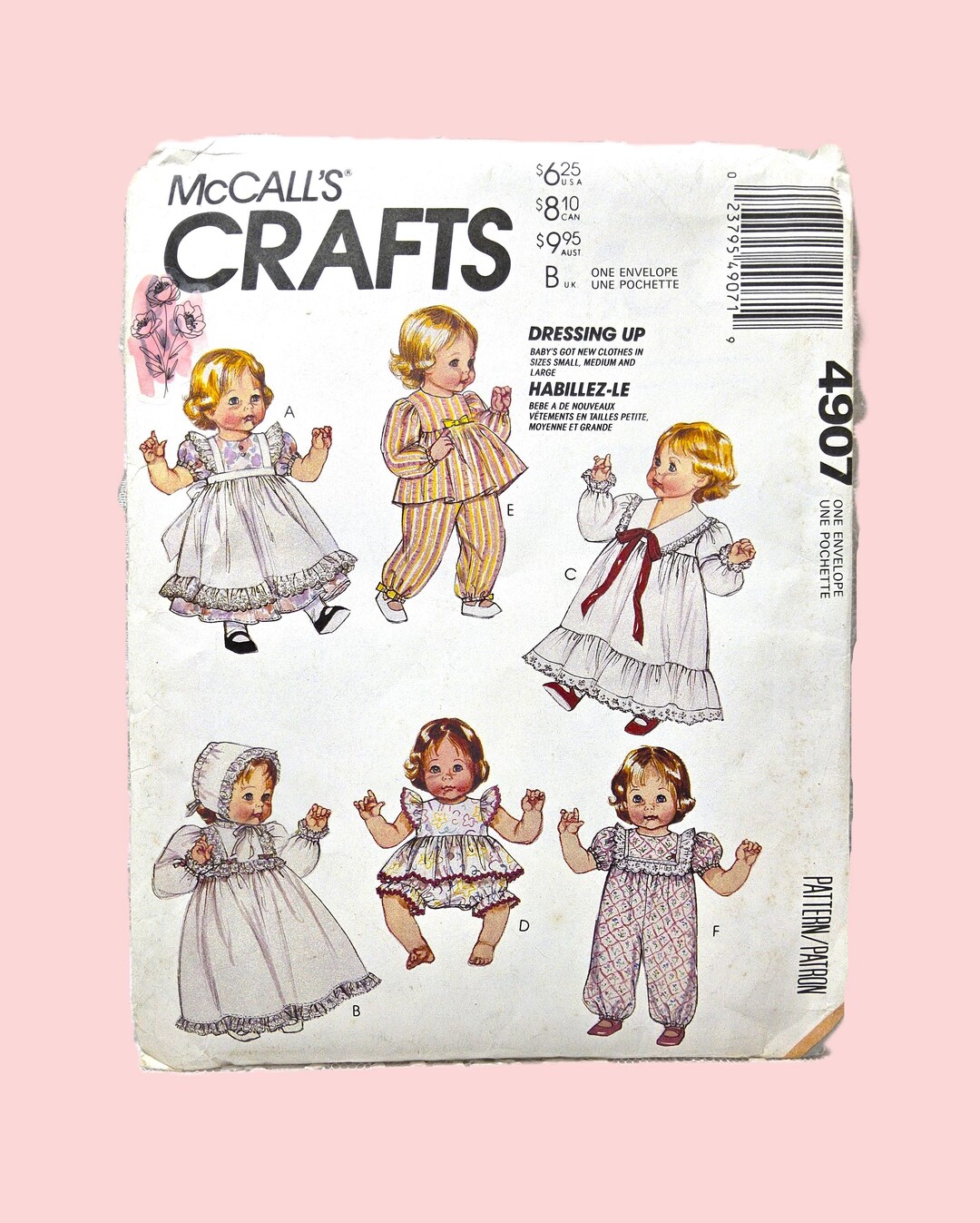 Mccall's Crafts Sewing Pattern Number 4907 Dressing up ~ 3 Sizes Doll ...