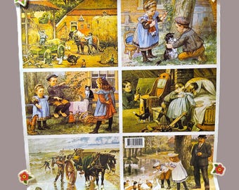 Scrapbook Journal Ephemera ~ Dutch Life Scenes ~ Six Miniature Prints - Wolters Noordhoff
