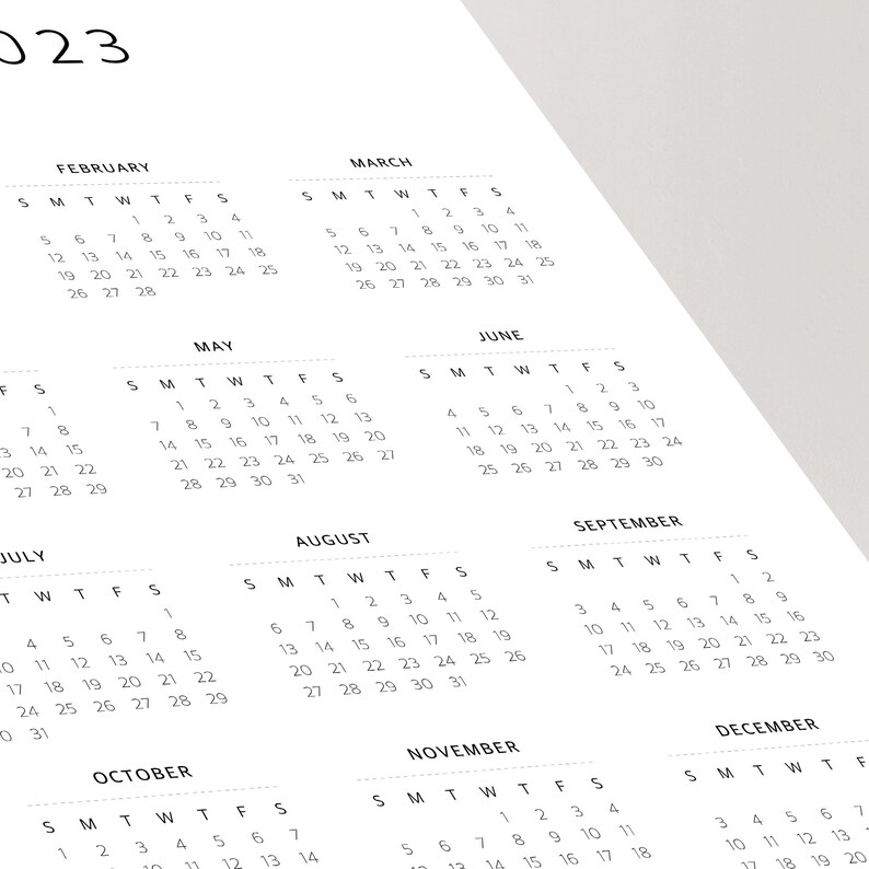 2023-24 Calendar Printable Yearly Calendar Modern Calendar - Etsy Canada