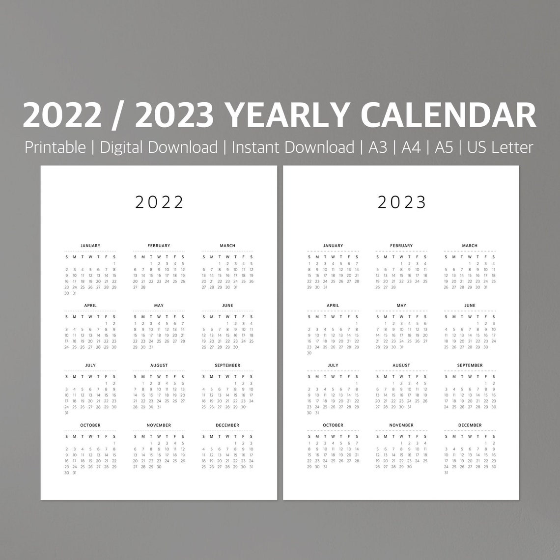 2022-23-calendar-printable-yearly-calendar-modern-calendar-etsy-canada