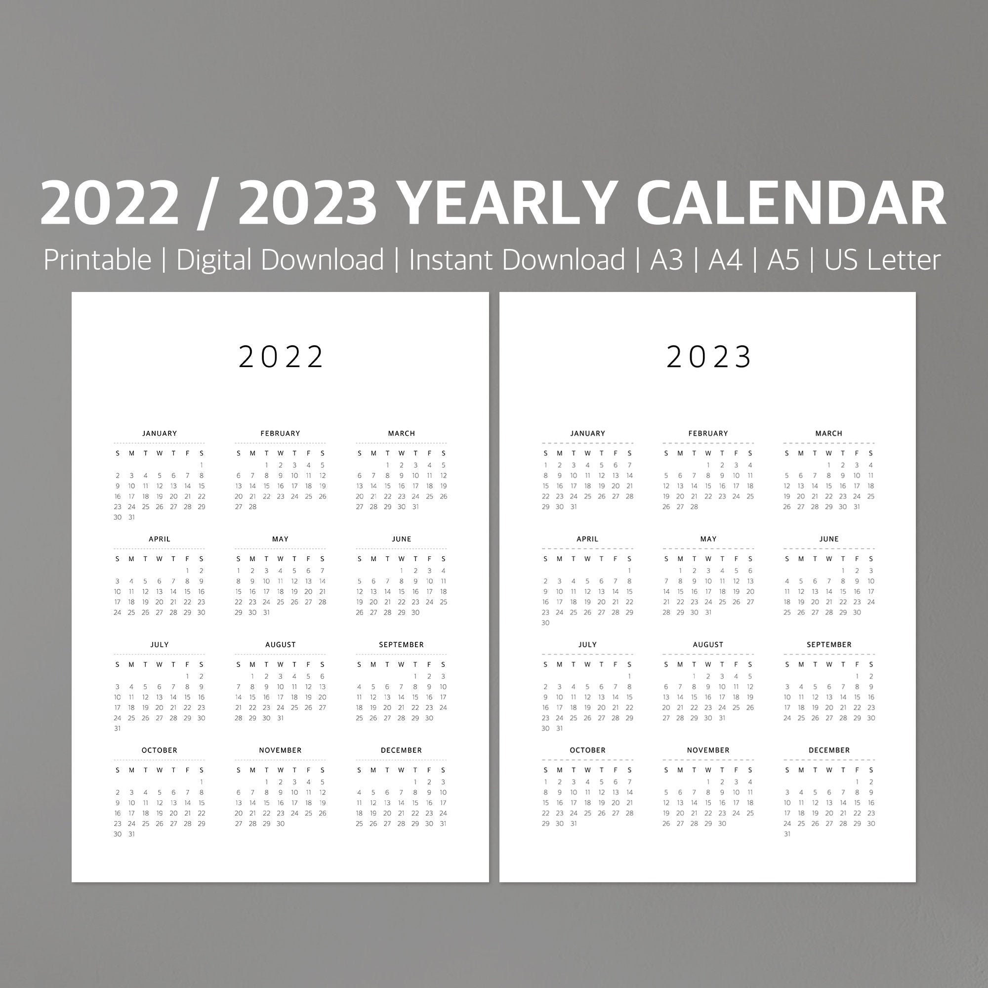 2022 Calendar Printable Cute Free 2022 Yearly Calendar Free Printable
